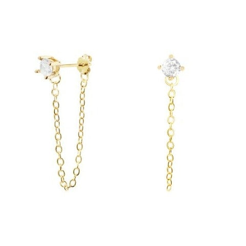 Cz Stud Chain Earring