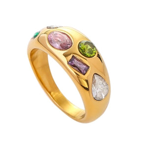 Multi Cz Inlaid Ring