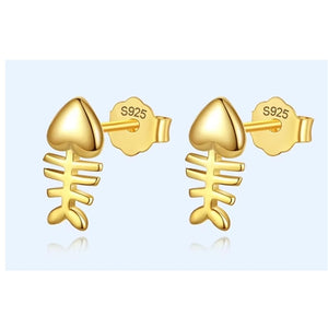 Fishbone Stud Earring