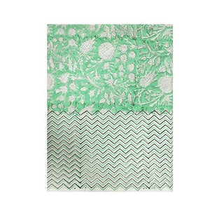 Tablecloth Cotton Block Print Green Floral