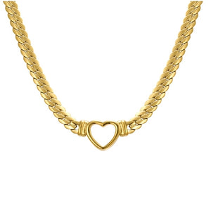 Open Heart Curb Necklace