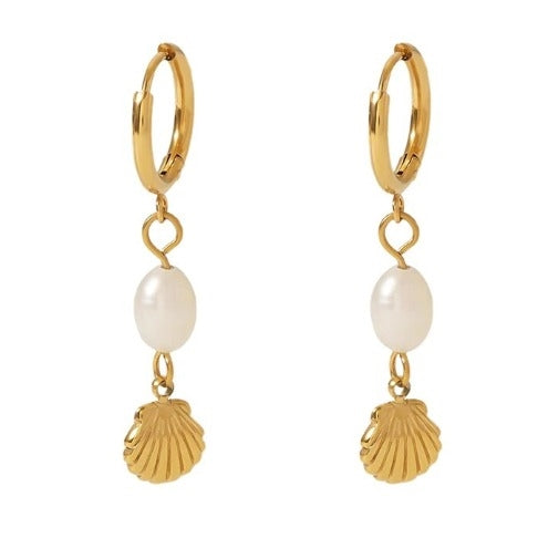 Pearl & Scallop Drop Earring