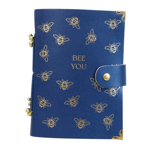 Leather Notebook Navy Bee