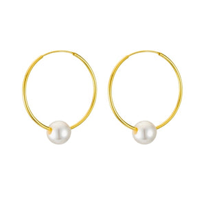 Floating Pearl Hoop Earring