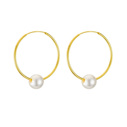 Floating Pearl Hoop Earring