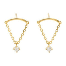 Load image into Gallery viewer, Chain &amp; Cz Stud Earring