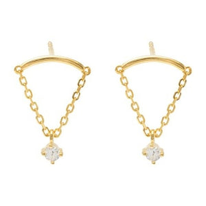Chain & Cz Stud Earring