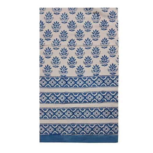 Tablecloth Cotton Block Print Blue/White