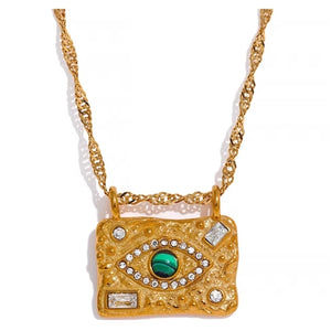 Hammered Evil Eye Necklace