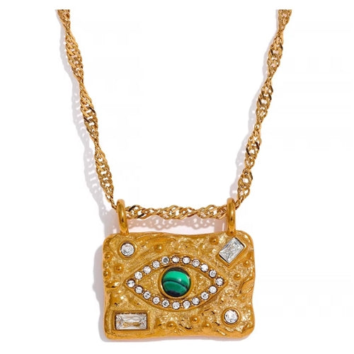 Hammered Evil Eye Necklace
