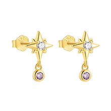 Load image into Gallery viewer, Cz &amp; Amethyst North Star Stud Earrings