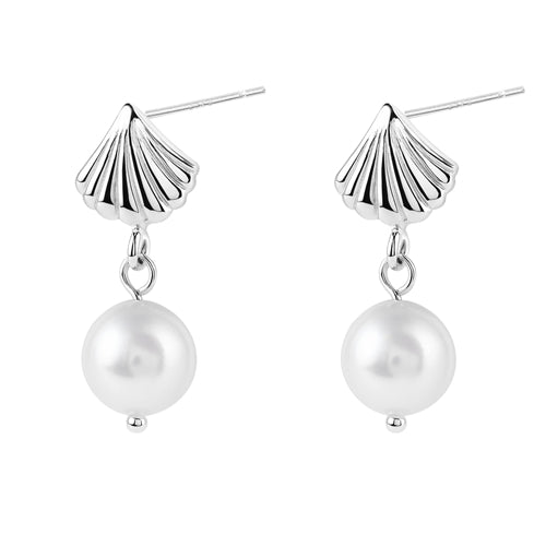 Shell & Pearl Drop Stud Earring