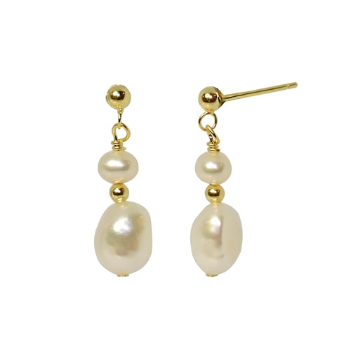 2 Pearls Stud Drop Earring