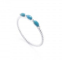 3 Stone Turquoise Twist Ring