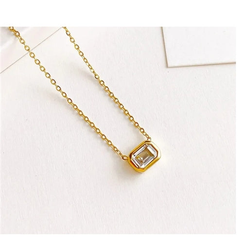 Rectangle Cz Necklace