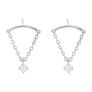 Chain & Cz Stud Earring