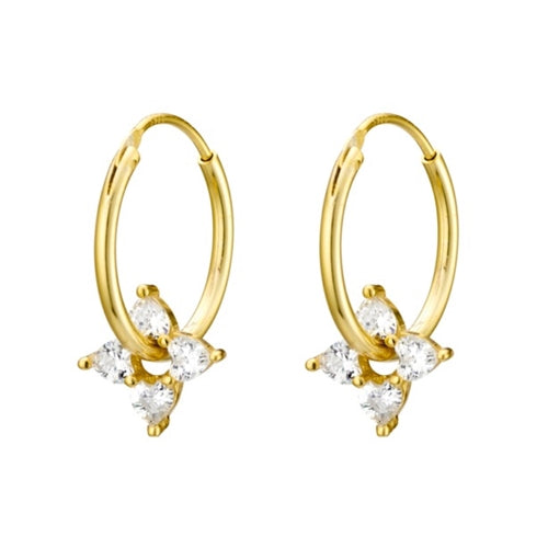 Floating Cz Flower Earring