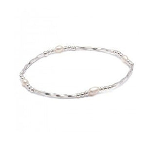 Pearl Twist Silver Bracelet