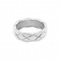 Criss Cross Wide Band Silver Ring