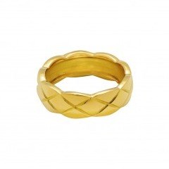 Criss Cross Wide Band Gold Ring