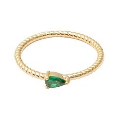 Green Cz Teardrop Ring