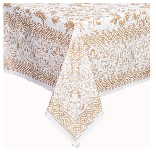 Printed Cotton Table Cloth - Gold