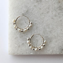 Load image into Gallery viewer, Pearl Beaded Hoop Earrings