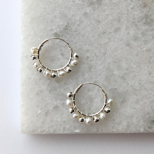 Pearl Beaded Hoop Earrings