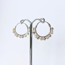 Load image into Gallery viewer, Pearl Beaded Hoop Earrings