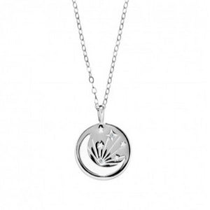 Necklace Cut-out Moon, Star and CZ disc