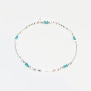 Bracelet Silver & Turquoise Beaded Stacker