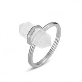 Hexagonal Quartz Silver Ring